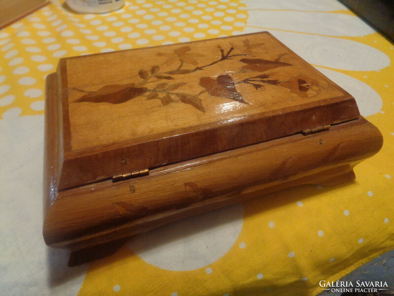 Card holder, wooden box, inlaid, 14 x 20 x 7 cm