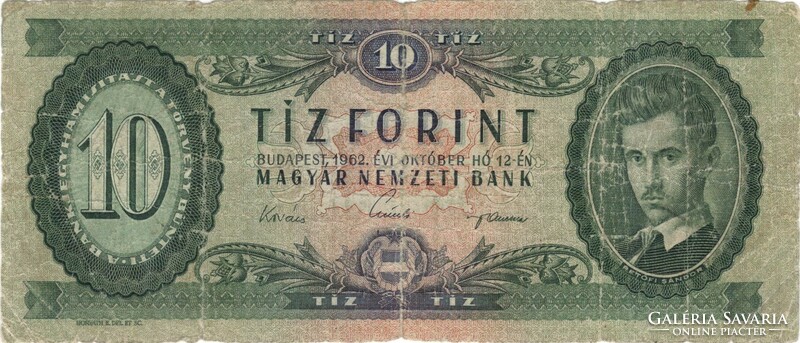 10 forint 1962 fordított hátlapi nyomat 01-es Ritka
