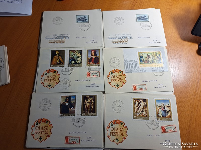 95 postcards with first day stamps, almost 200 stamps, from 67-68 and 69