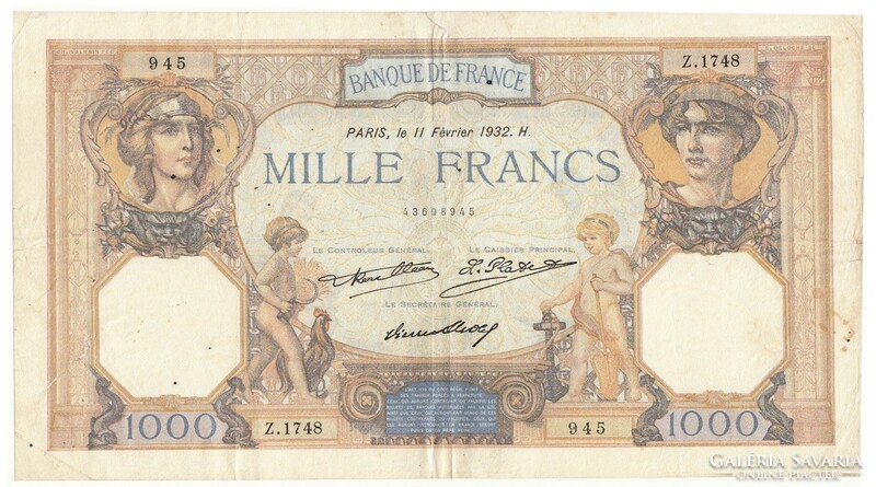 Francia 1000 francs 1932 H. Posta van , olvass !