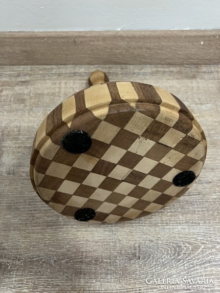 Intarsia wooden hat holder, jewelry holder or decorative object