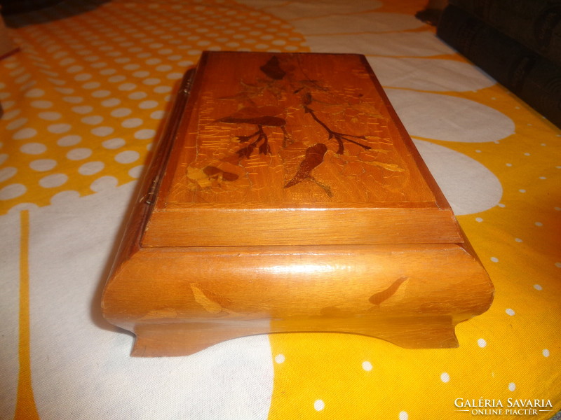 Card holder, wooden box, inlaid, 14 x 20 x 7 cm