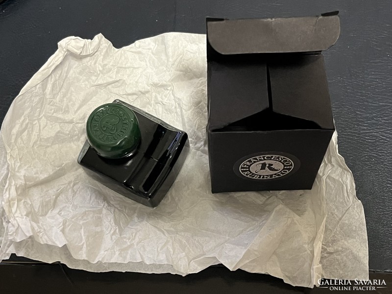 !!! Francesco rubinato ink inkwell with pen holder with green forest seal new !!! 50Ml!!!