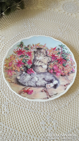 Angol Royal Albert cicás,virágos porcelán tányér,fali tányér