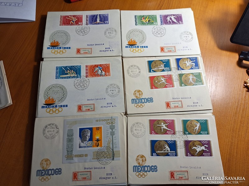 95 postcards with first day stamps, almost 200 stamps, from 67-68 and 69