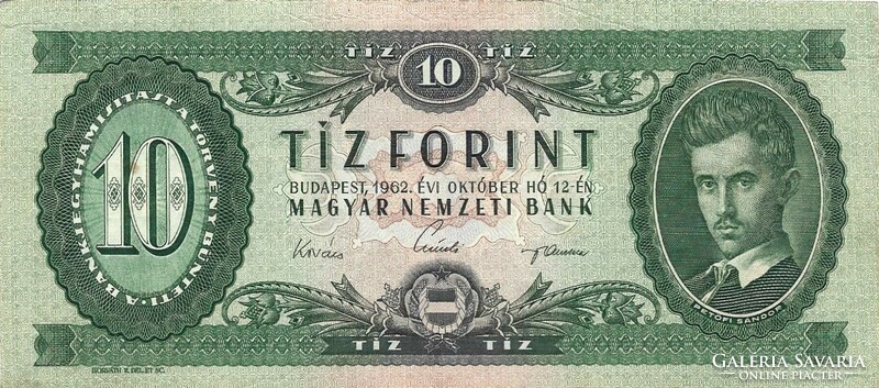 10 forint 1962 gyári papírránc