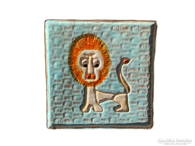 Applied arts company ceramic wall decoration lion, wall picture juried, with label