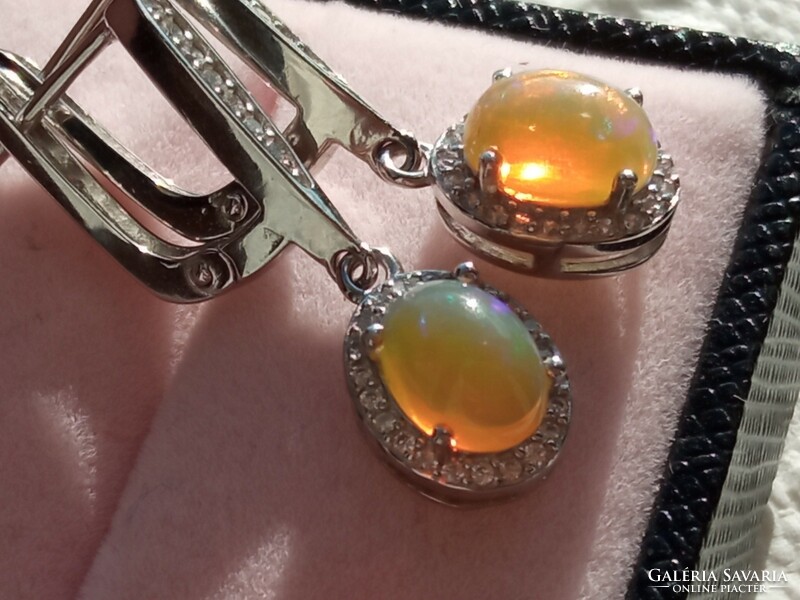 Ethiopian fire opal 925 silver earrings