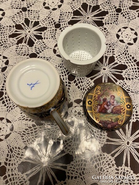 Meissen stílusú porcelán teás csésze