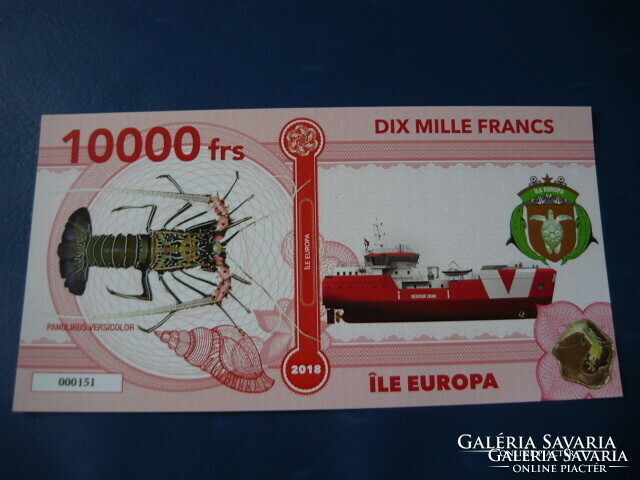 Ile europa 10000 francs / dix mille francs 2018 crab ship fish! Rare fantasy paper money! Ouch!