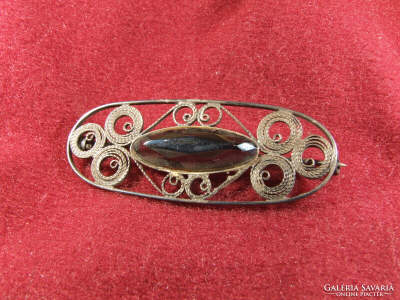 Silver badge with hematite (050821)