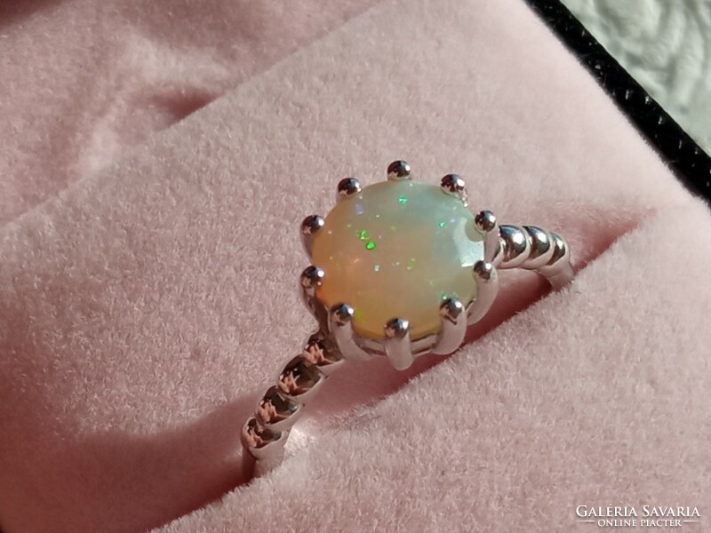 Ethiopian fire opal 925 silver ring 54