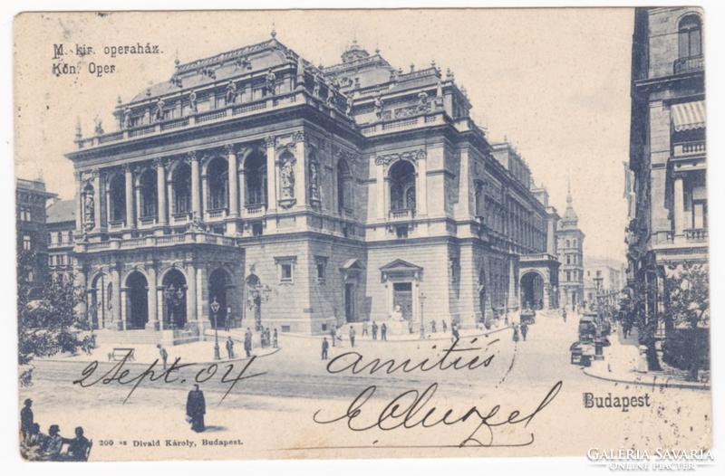 Hungarian Royal Opera House Budapest - long addressed postcard from 1904