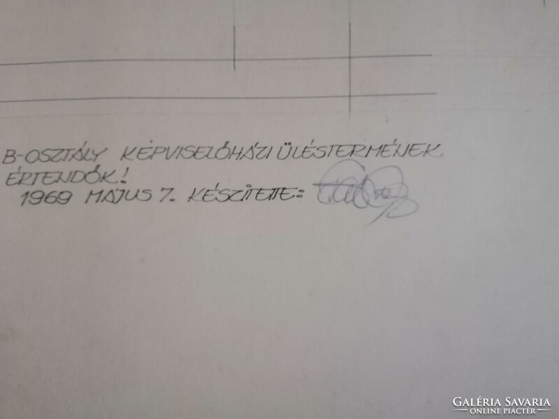 Az Országház képviselőházi üléstermének homlokzati tervrajza. 1969 -Pontos ﻿leírás a tervrajz alján-