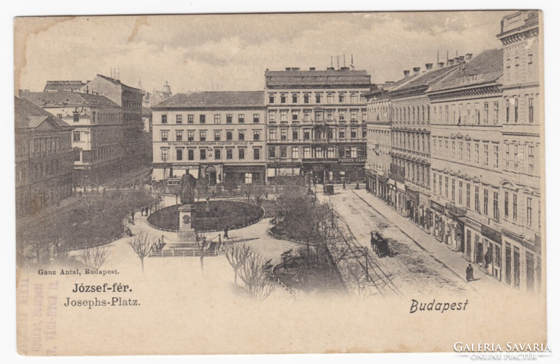 József-tér Budapest - hosszú címzéses antik képeslap