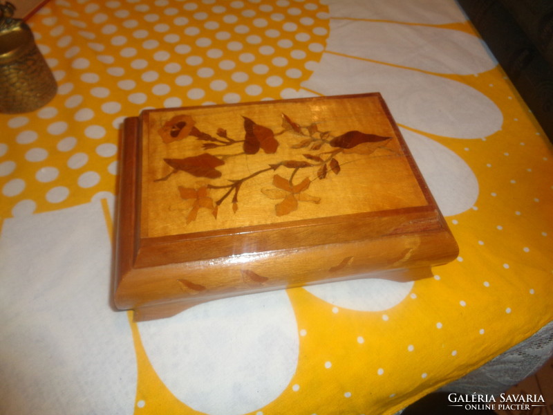 Card holder, wooden box, inlaid, 14 x 20 x 7 cm