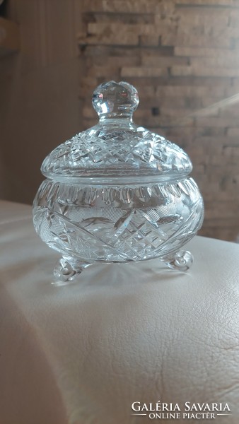 Three-legged crystal sugar bowl, bonbonier