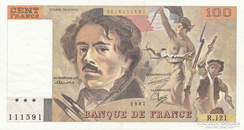 Francia 100 francs 1987 . Posta van , olvass !