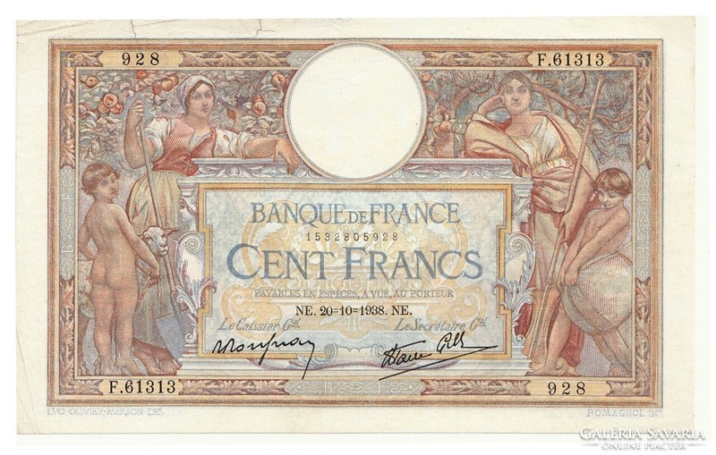 French 100 francs 1938 ne . There is mail, read it!