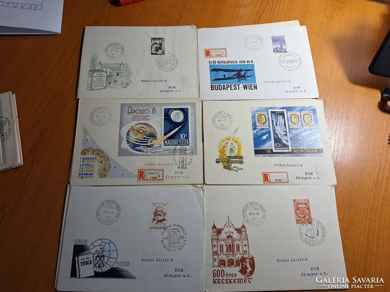 95 postcards with first day stamps, almost 200 stamps, from 67-68 and 69