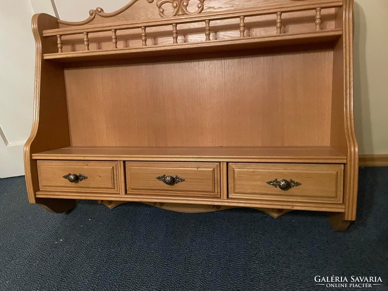 Beautiful wooden shelf with drawer, plate holder, heirloom plate