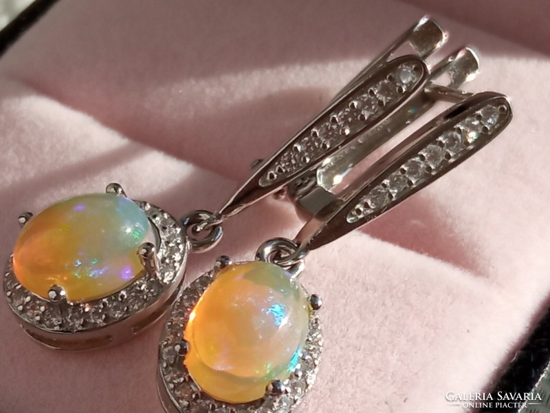 Ethiopian fire opal 925 silver earrings