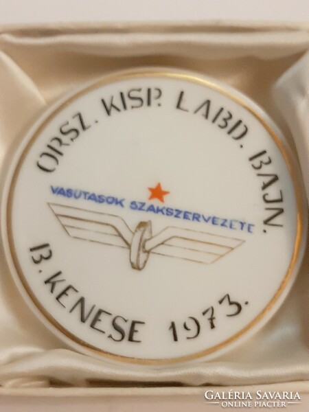 Union of Railwaymen Balaton Kenese 1973 Orsz. Little Ball. Championship porcelain medal from Hólloháza