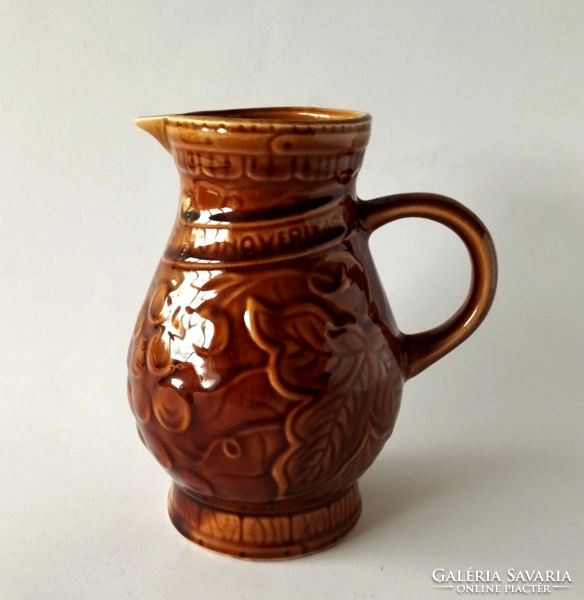 Old French sarregumines majolica wine jug