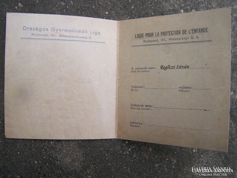 Identity card national child protection league 1925 reprint
