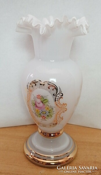Gyönyörű fodros peremezésű Biedermeier Bohemia váza 1920-1950-es évek Csehország