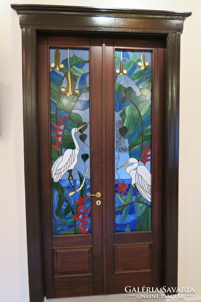 Egyedi Tiffany díszüveg kétszárnyas ajtóba vagy faliképnek