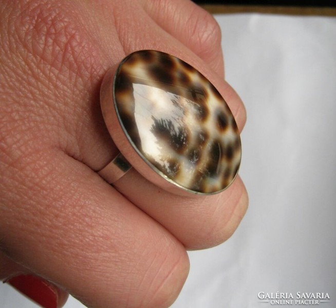 Egyedi ezüst gyűrű, csigaház betéttel, állítható méret!