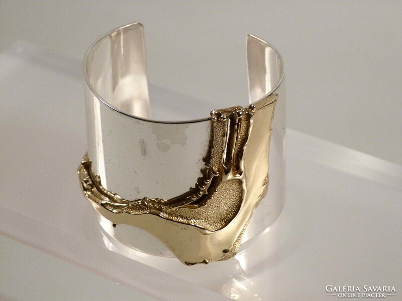 Grossé pforzheim silver bracelet with gold-plated element