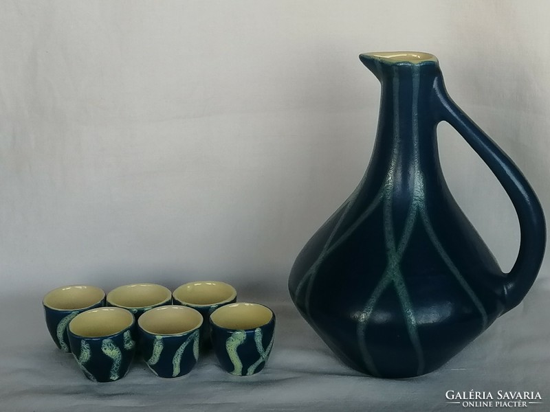 Retro tógej ceramic drinking set _ vase / pouring / pitcher and 6 cups