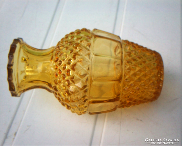 Borostyán Oberglas üveg váza, bütykös lapracsiszolt, szép és abszolut hibátlan
