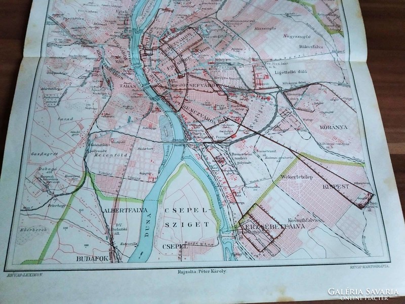 Budapest közlekedési térképe, Budapest helyi vasútjai jegyzékkel, Révai Nagy Lexikon egy lapja, 1911