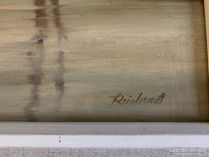 Reinhardt István “Őszi Hangulat” című olajfestménye fa keretben (103x63cm)