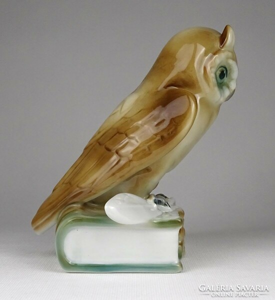 1P848 ferenc őry - zsolnay porcelain owl wise owl 16 cm