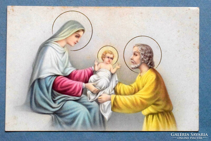 Régi Karácsonyi üdvözlő   képeslap -   Szent Család