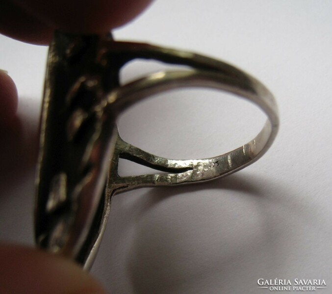 Designer ezüst gyűrű, korall, türkiz mozaikkal, indián gyűrű