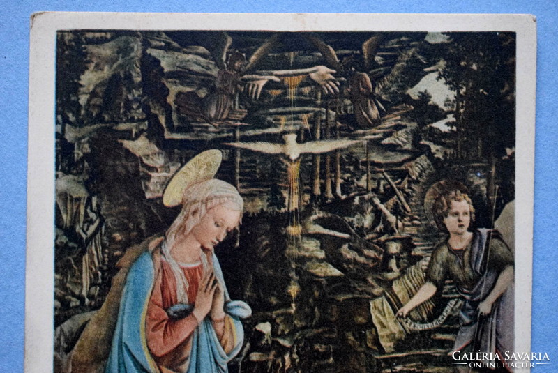 Antik Filippo Lippi  festmény képeslap - Szent Család