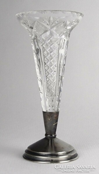 1P842 silver-plated alpaca footed polished crystal goblet 15 cm