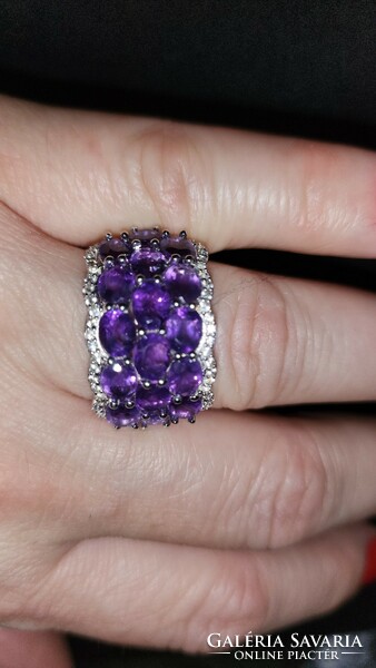 Luxury amethyst gemstone sterling silver ring 925/ - new 56 es mèret