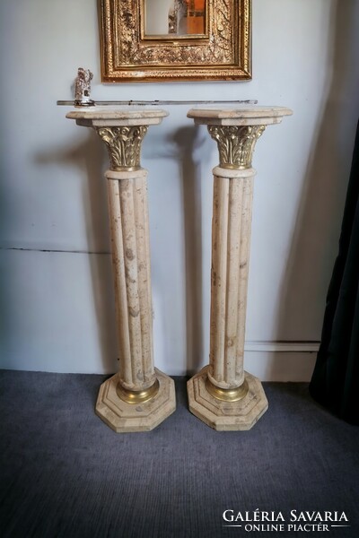 A774 Corinthian column marble pedestals in a pair