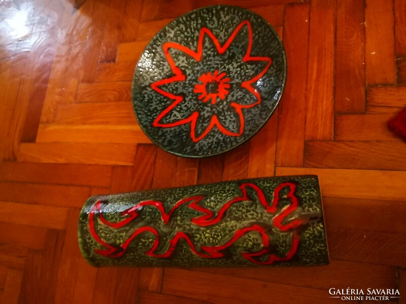 Péter ferenc ceramics: wall bowl and floor vase - large size (can also be bought separately)