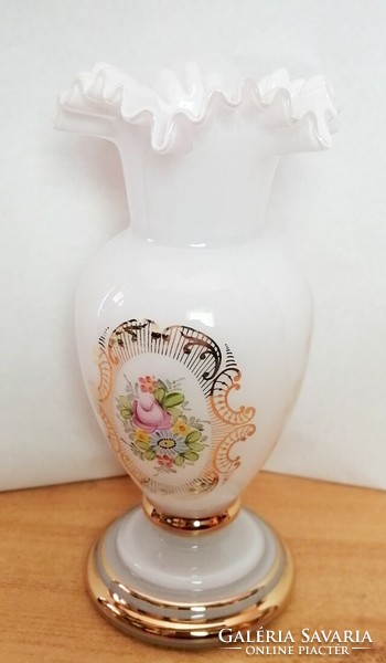 Beautiful Ruffled Rim Biedermeier Bohemian Vase 1920s-1950s Czech Republic