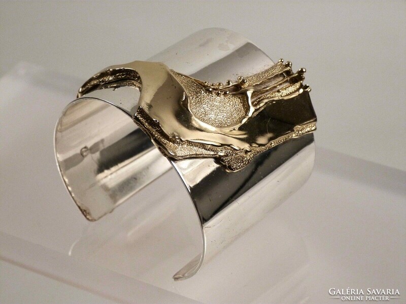 Grossé pforzheim silver bracelet with gold-plated element