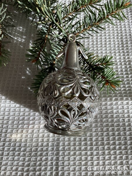 Old retro plastic silver colored soda bottle Christmas tree decoration