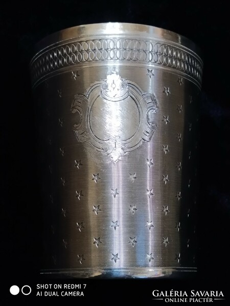 Antique silver (950) French glass with gilded interior. (111.9Gr.)