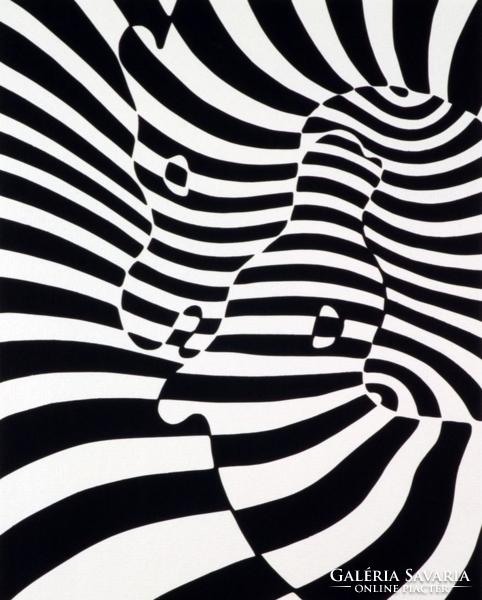 Victor Vasarely - Zebrák absztrakt alkotása sorszámozott dedikált